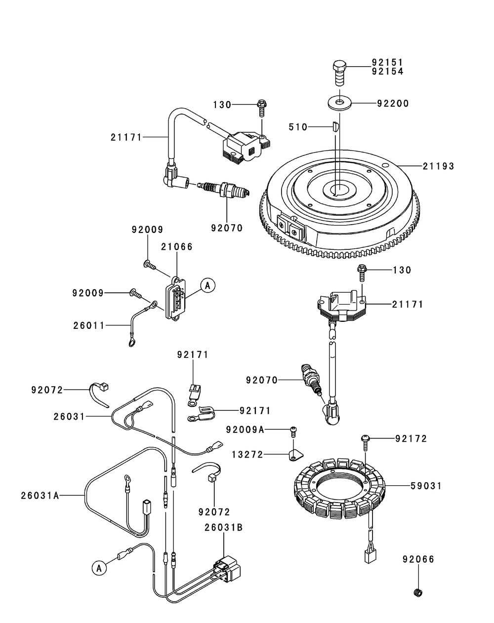 Kawasaki Fr730v-As05 Electric Equipment Diagram and Parts List for Z-FORCELZ54 (17BIDAGC-17BIDAGC010)(2015) Cub Cadet Lawn Tractor